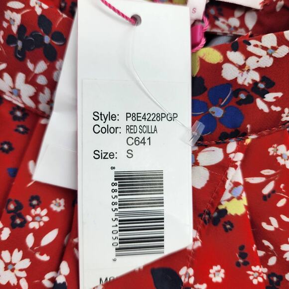 Parker Red Scilla Floral Print Cold Shoulder Halter Neck Dress Size Small New - Picture 3 of 5